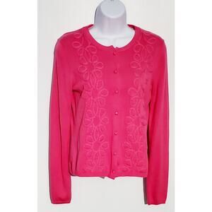 Lilly Pulitzer Womens Hot Pink Cardigan Sweater Size Small Valentines Preppy